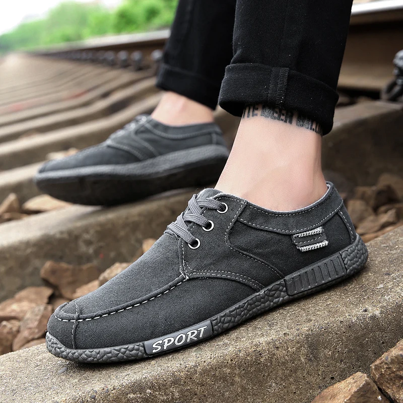 Vogue Pop Men Canvas Denim Shoes Casual Plimsolls Outdoor Footwear Lace Up Tenis Sneakers Fashion Male | Обувь