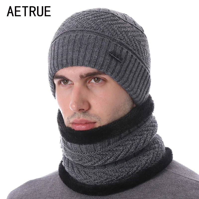 

AETRUE Brand Winter Hats For Men Women Skullies Beanies Men Knitted Hat Caps Male Mask Gorras Bonnet Warm Neck Winter Beanie Hat