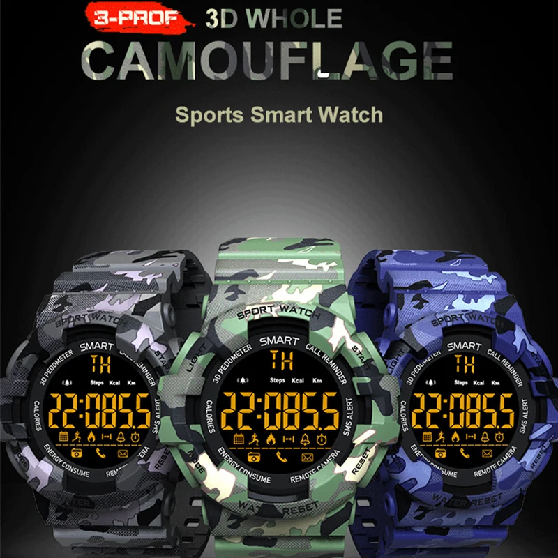 BM18 спортивные Smartwatch Открытый камуфляж Bluetooth Smart часы IP67 Водонепроницаемый Фитнес