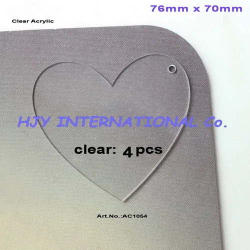 3in (76mm)-4pcs AC1054-3 дюйма пустой прозрачный акриловый сердечный брелок лазерная резка экологичный акриловый персонализированный брелок для ключей с монограммой подарок 76 мм - Цвет: 3in (76mm)-4pcs