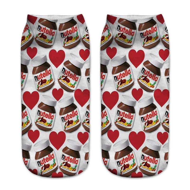 1 пар/упак. 3D Белый "Nutella" charactor носки унисекс Лидер продаж Для женщин носки унисекс полиэстер модные женские туфли Носки для девочек
