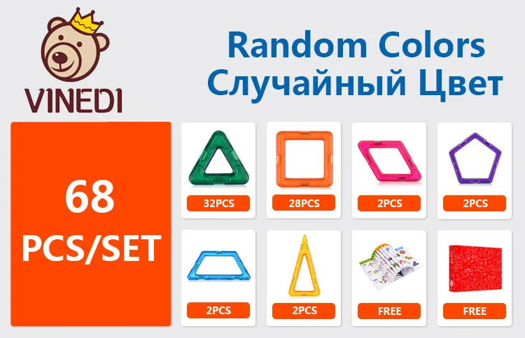 VINEDI большой размер Магнитный конструктор Набор для строительства модель и строительные игрушки магнитные блоки Развивающие игрушки для детей - Цвет: Синий