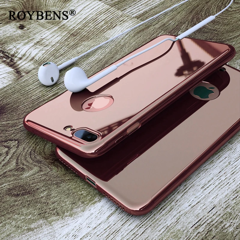 Чехол Roybens с покрытием 360 градусов для iPhone 7 Plus золотое покрытие из поликарбоната