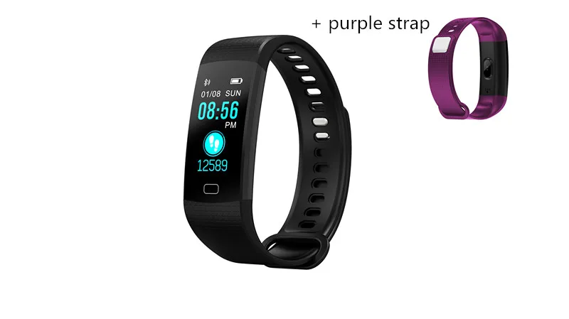 black add purple Смарт-часы для мужчин, фитнес-трекер, измеритель артериального давления, для мужчин, Т-образный пульсометр, трекер активности, водонепроницаемые Смарт-часы для IOS - Цвет: black add purple