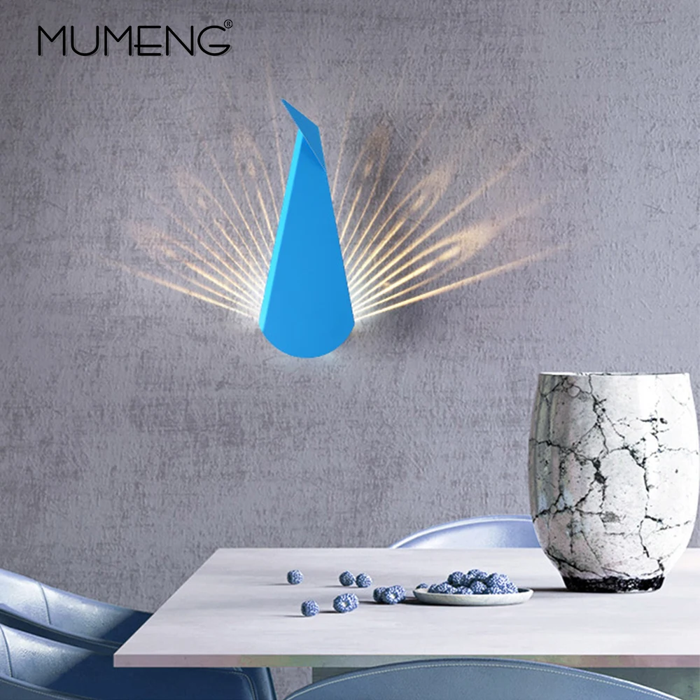 Скандинавский креативный индивидуальный Павлин освещение Настенный светильник