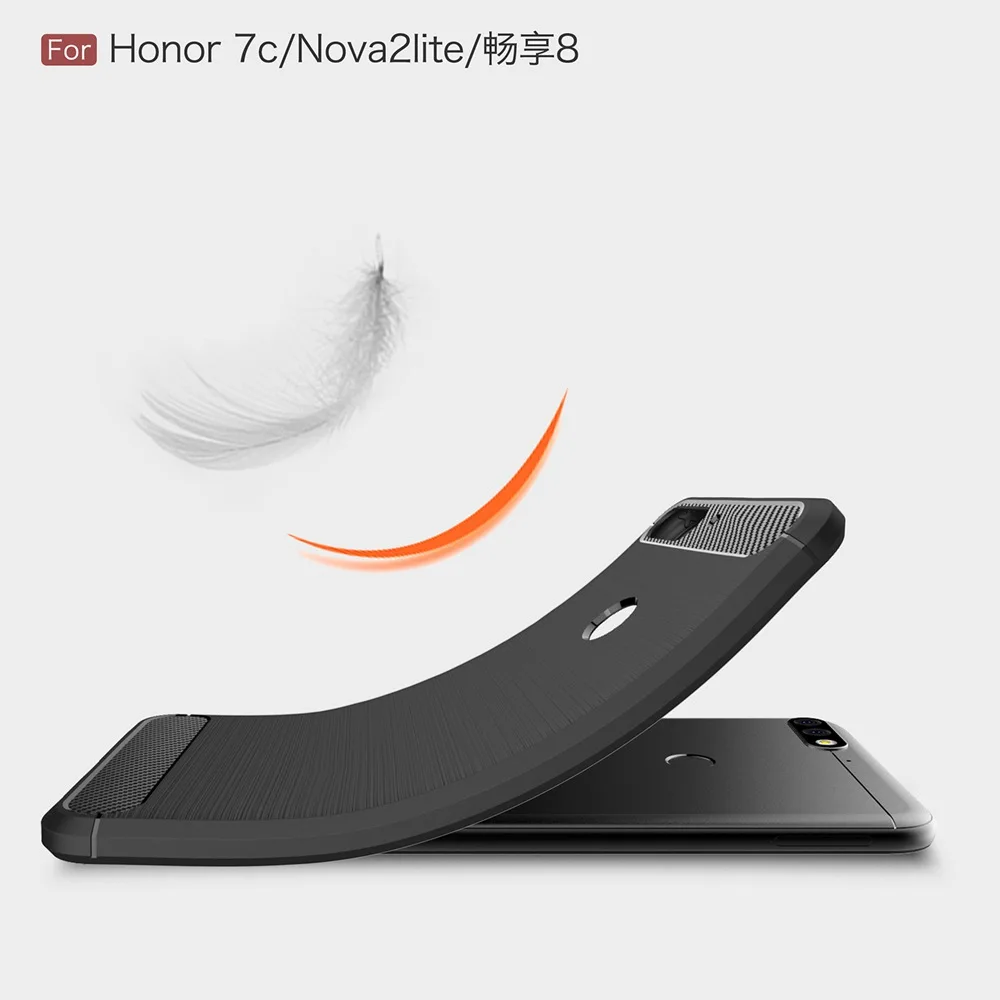 Чехол для телефона Huawei Enjoy 8 из углеродного волокна Мягкий ТПУ силиконовый