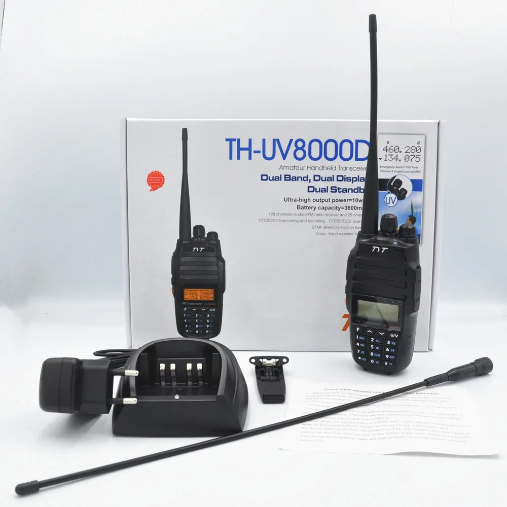 Горячая TYT TH-UV8000D двухдиапазонный 136-174/400-520 МГц 10 Вт Мощность поперечная полоса жнец 3600 мАч батарея двухстороннее радио/рация
