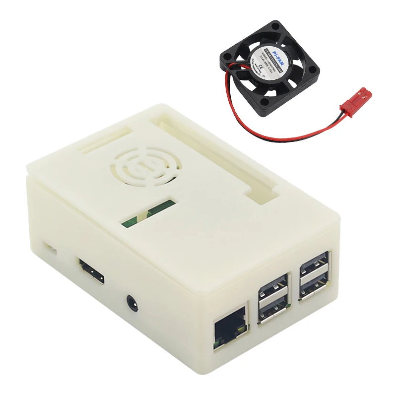 White case with fan Raspberry Pi 3 ABS чехол 4 разные цвета коробка с охлаждающим вентилятором или 3,5 дюймовый сенсорный экран подходит для Raspberry Pi 3B+/3B RPI3B двойной корпус - Цвет: White case with fan