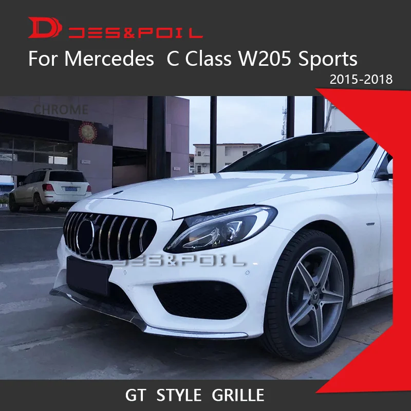 Для Mercedes C Class W205 Sports GT решетка вертикальный передний бампер гоночный гриль- Купе Седан 2 двери 4 двери C180 C200 C250