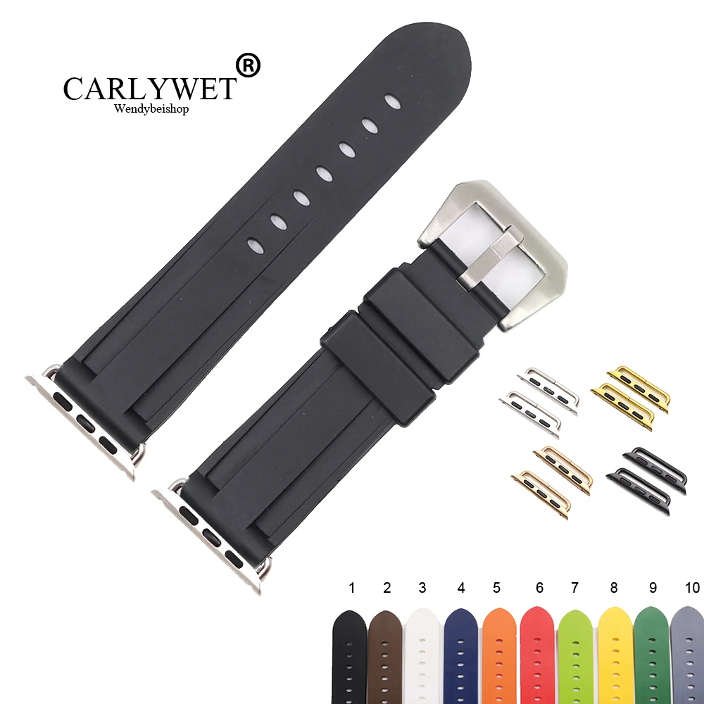 CARLYWET мода 38 40 42 44 мм Черный Белый силиконовый резиновый сменный ремешок Ремешок