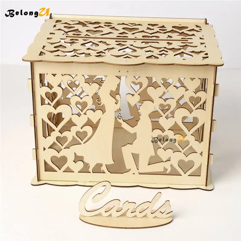 Винтажная Подарочная денежная коробка DIY для свадебных карт с замком со слотом