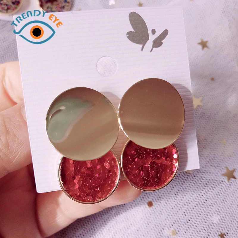 2018 новые яркие хит Металл Bump вафли геометрический круг круглые серьги для Для