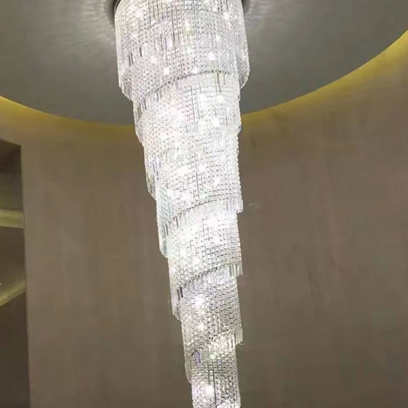 Длинные Новые Роскошные спиральные хрустальные люстры осветительные приборы