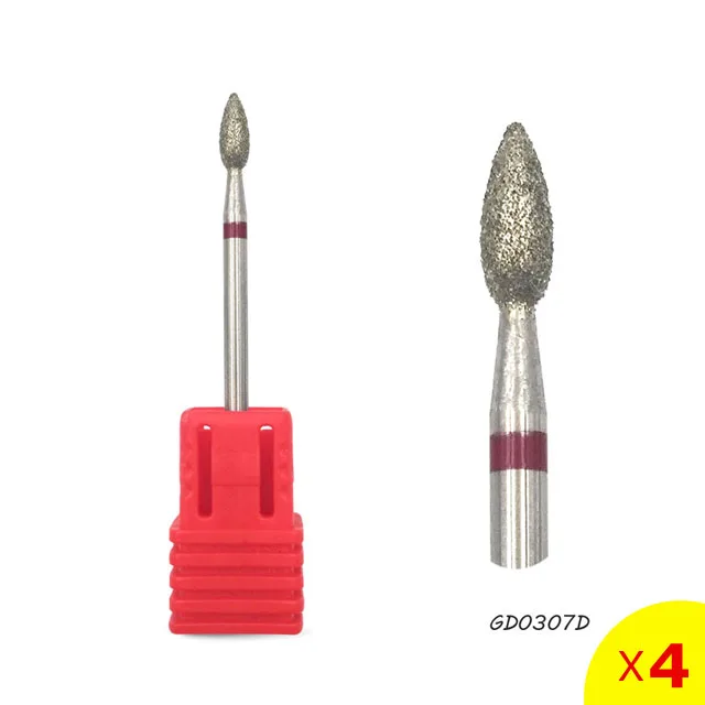 GD0307D HYTOOS 4 шт. алмазное сверло для ногтей 3/3" роторное сверло для удаления кутикулы, чистящие сверла для маникюра, аксессуары для маникюра, резак для ногтей - Цвет: GD0307D