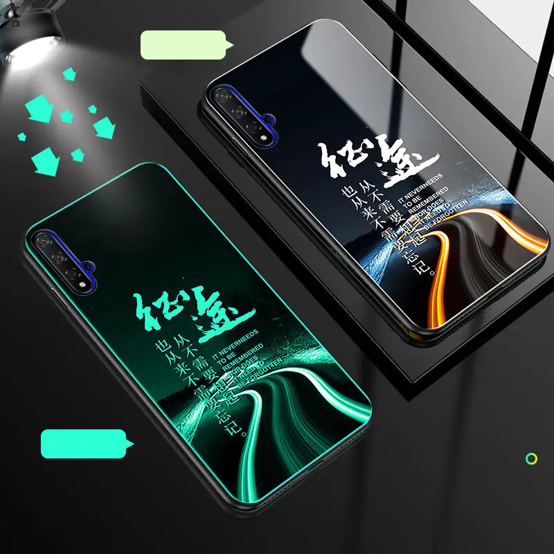 H Светящийся чехол для телефона huawei Honor 20, чехол, светящаяся задняя крышка из закаленного стекла для huawei Honor 20 Pro, чехол, силиконовый чехол - Цвет: H