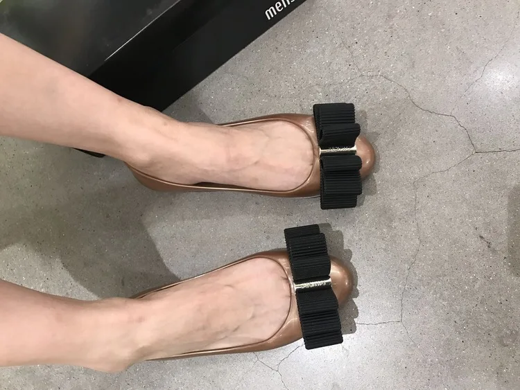 Melissa/модные женские прозрачные сандалии с бантом; женские прозрачные сандалии Melissa; нескользящие сандалии; семейная обувь; пляжные сандалии