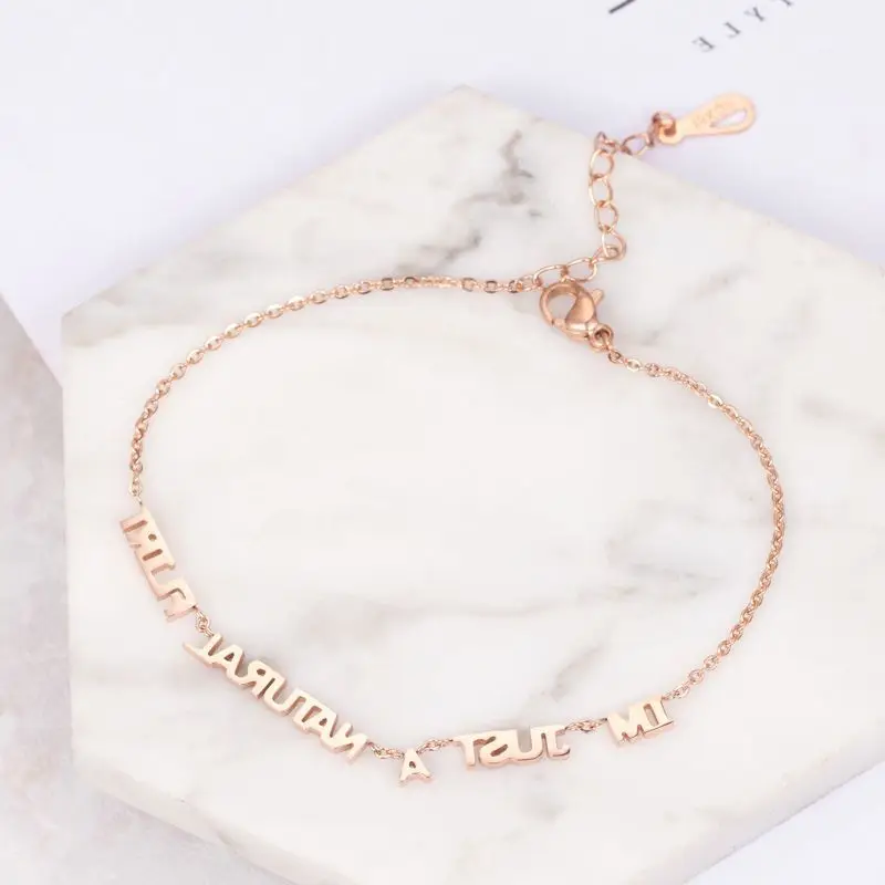 YUN RUO модный браслет из розового золота элегантная буква цепочка шарм женский