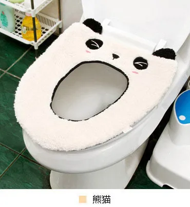 4 panda Мультяшный теплый кашемировый моющийся чехол для унитаза для ванной комнаты, коврик с крышкой, тканевый утеплитель для унитаза, моющийся тканевый чехол для сиденья - Цвет: 4 panda