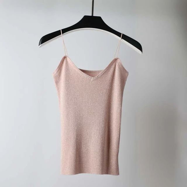 GOPLUS,, кроп-топы Tamls Camis Camisole tank Moda Mujer, вязаная футболка, топы без рукавов, Повседневная футболка C4890 - Цвет: Розовый