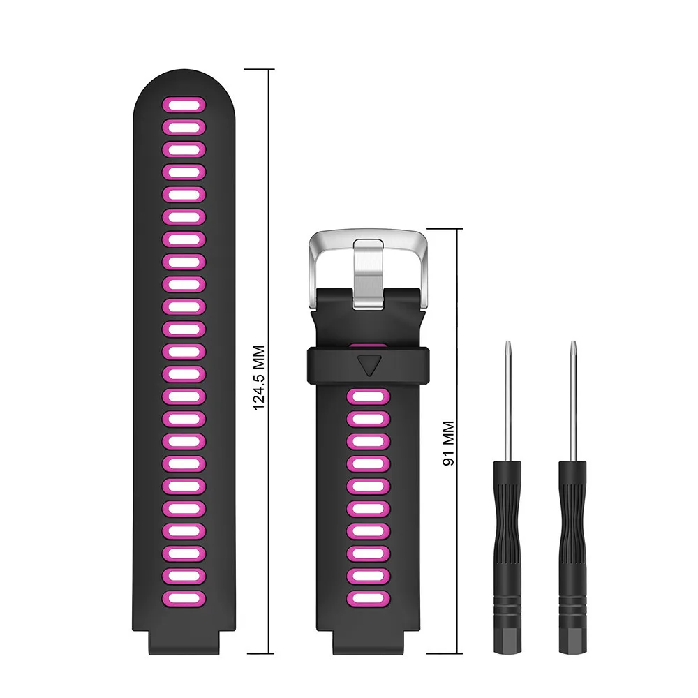 Black Purple Открытый браслет для наручных часов Garmin Forerunner 735XT 735/220/230/235/620/630 Смарт-часы мягкий Замена для силиконового ремешка, ремешки для часов - Цвет: Black Purple