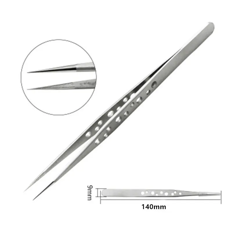Precision Stainless Steel Bent Curved Electronics Industrial Tweezers Anti-static Forceps Phone Repair Hand Tools Sets