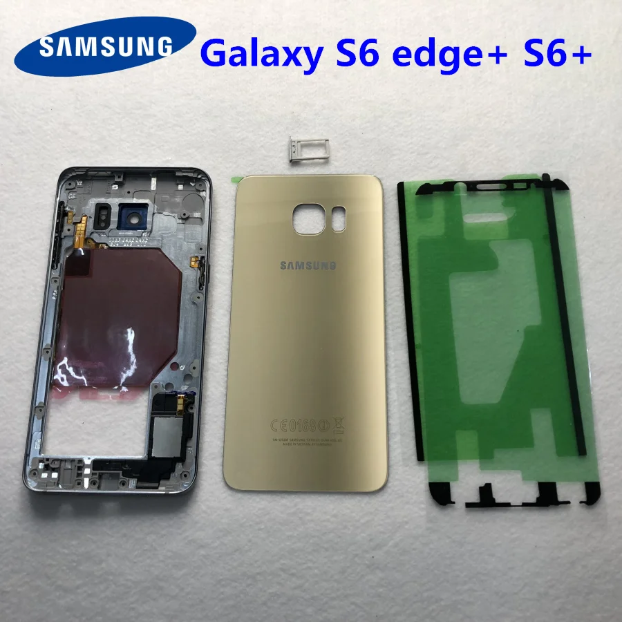 Для samsung Galaxy S6 edge+ Plus G928 G928F средняя Рамка металлический ободок G928 Задняя крышка батареи Стекло полный корпус S6