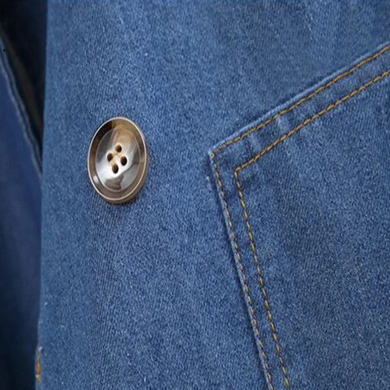 Тренчкот женский джинсовый однотонный на одной пуговице модная облегающая