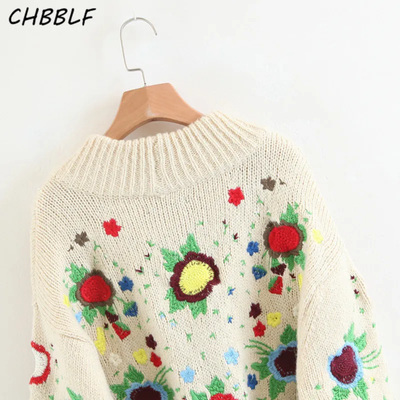 CHBBLF новый зимний Европейский тяжелый свитер с Вышивкой Модные цветные женские
