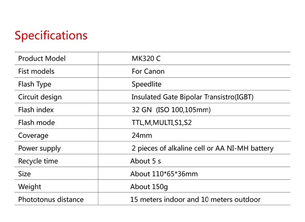Мини-Вспышка Speedlite MEIKE MK320 ttl вспышка для цифровой однообъективной зеркальной камеры Canon EOS 5DII 6D 7D 40D 50D 60D 70D 550D 600D 650D 700D 580EX 430EX камеры