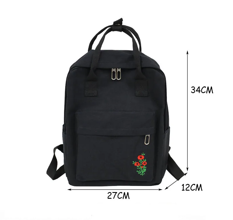 Flower Embroidery Women Canvas Backpack Large Capacity School Bags for Girls Fashion Korean Style Student Travel Backpacks 2018 | Багаж и