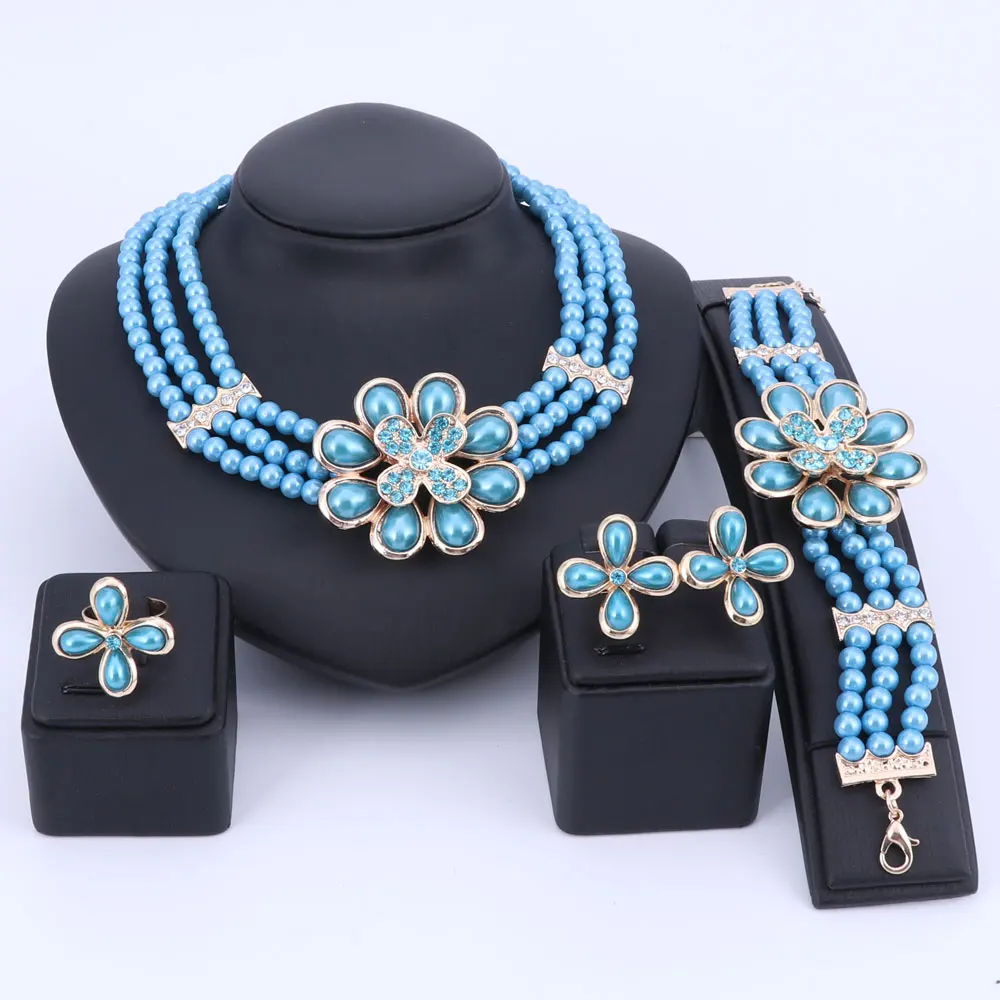 OUHE набор ювелирных изделий золотого цвета с искусственным жемчугом для женщин