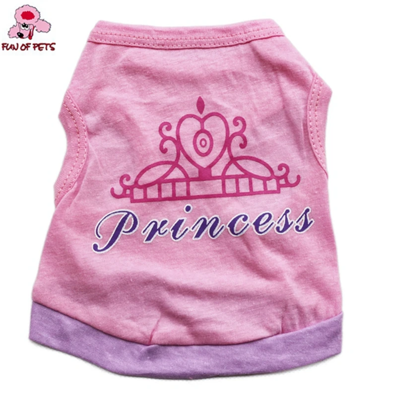 2017 новая мода лето стильная розовая Корона узор 100% хлопок жилет собака вещи для