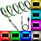 USB Светодиодная лента DC5V 5050 RGB цветная 50 см 1 м 2 м настольная лампа лента домашнее ТВ фоновое освещение водонепроницаемый 3 клавиши управления