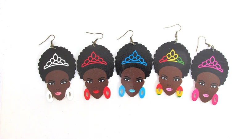 2017 деревянные серьги с принтом для девочек|wooden earrings|afro wooden earringsafro girl earrings |