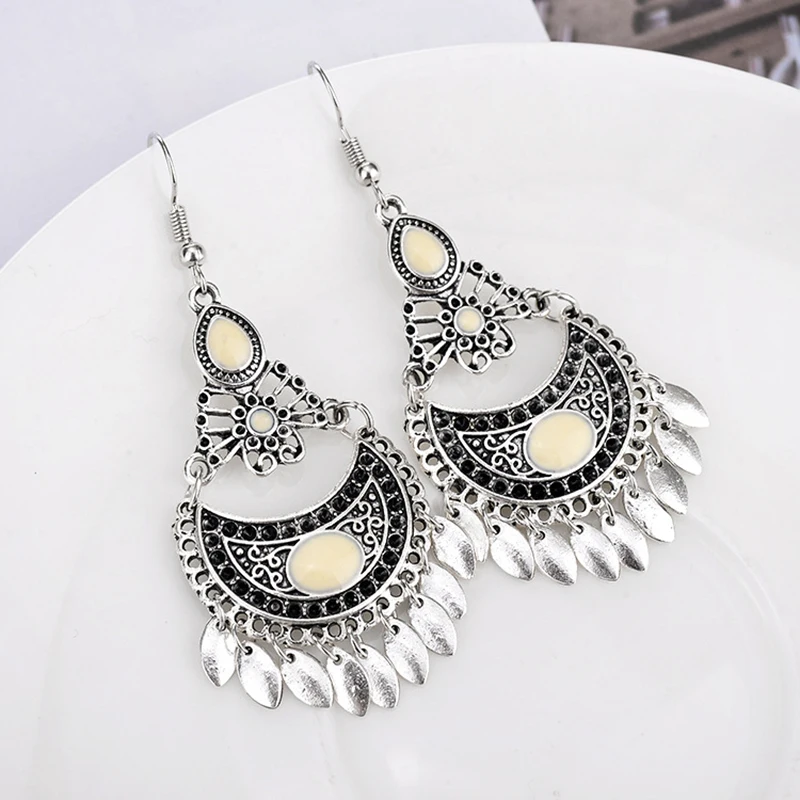 Risyh Bohemian Drop Tassel Earrings National Palace Wind Classical Carved | Украшения и аксессуары