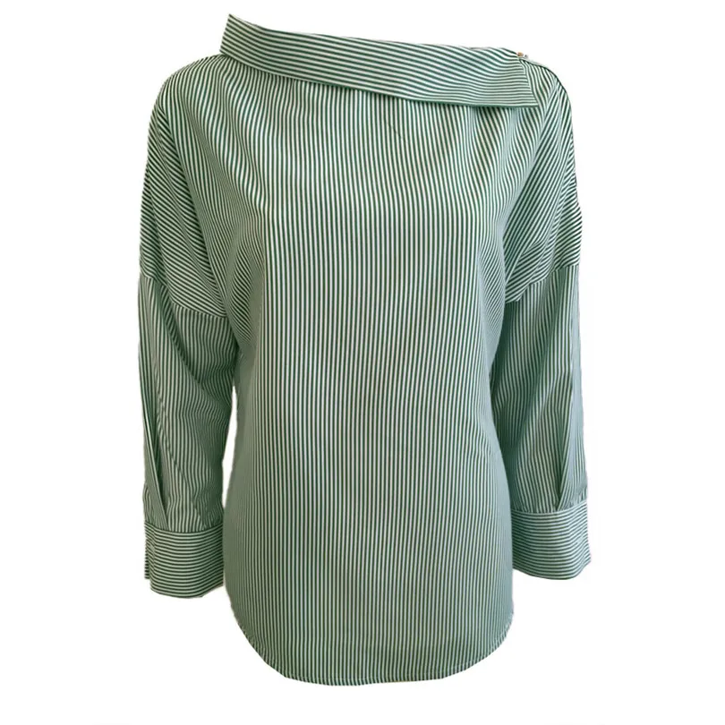 Женская рубашка в полоску с открытыми плечами без бретелек|blouses plus|blouse offcasual blouse |