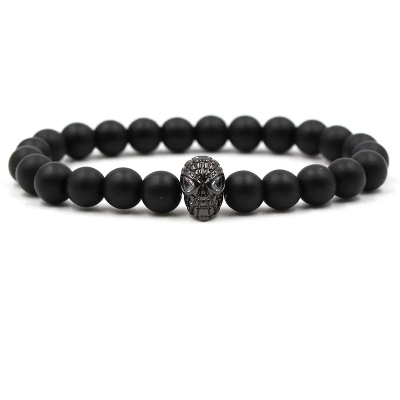 Панк инопланетная голова мужской натуральный камень браслет и homme с черными