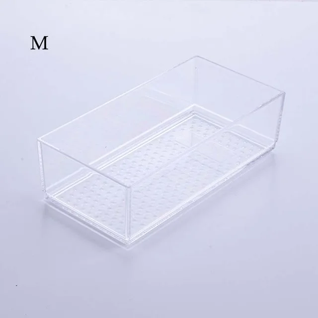 clear size M Органайзер для кухонного ящика, пластиковая домашняя настольная разделительная посуда, органайзер для косметики, коробка для хранения косметики, принадлежности для ванной комнаты, чехол - Цвет: clear size M