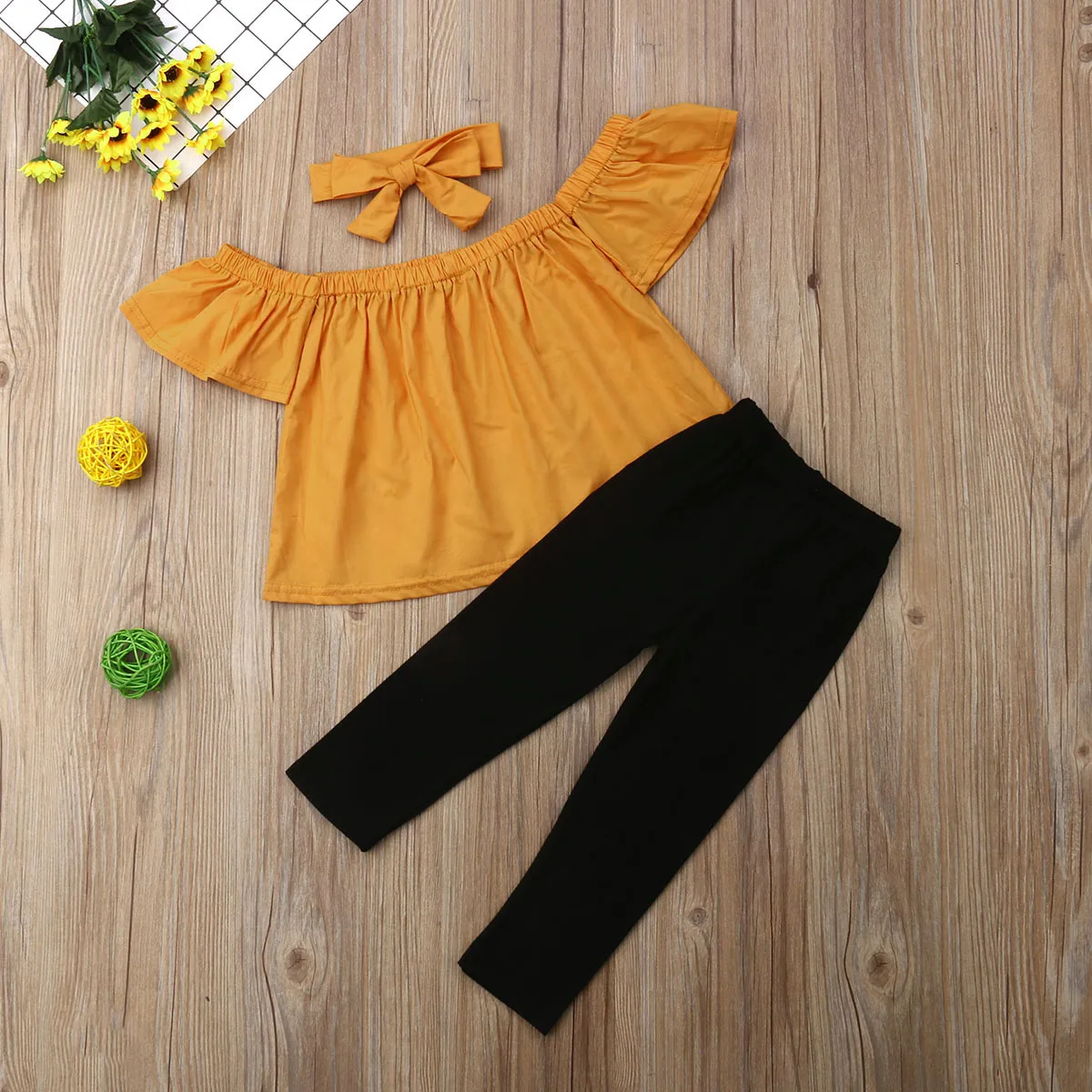 2019 Cute Toddler Kids Baby Girl Flower Top Dress Pants Leggings Outfits Clothes Summer Fashion Cotton Solid Clothing Sets | Детская