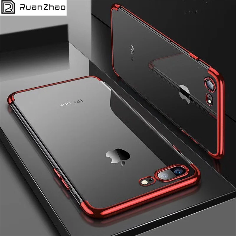 Роскошный чехол для iPhone 7 6 x TPU розовый позолоченный с камнем Прозрачный S 8 Plus X