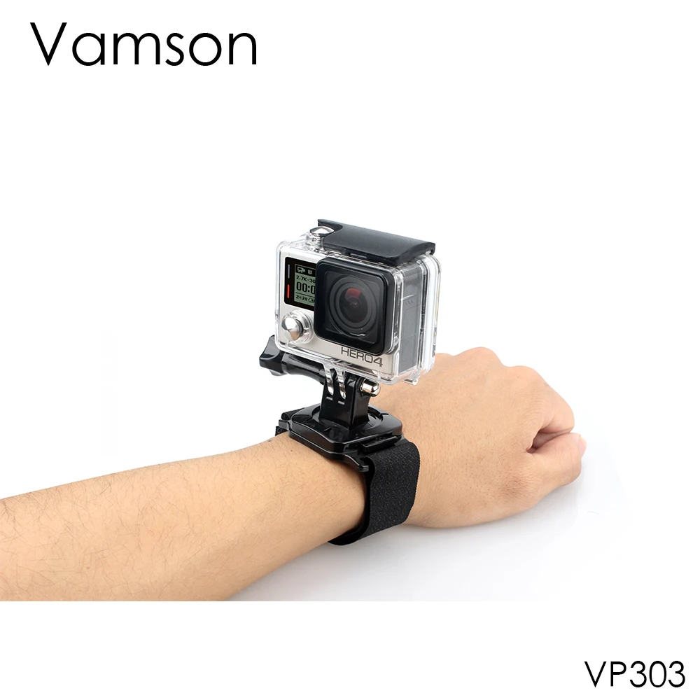 Vamson для Go pro Аксессуары 360 градусов вращающийся ремешок на запястье GoPro hero 8 7 6 4 SJCAM