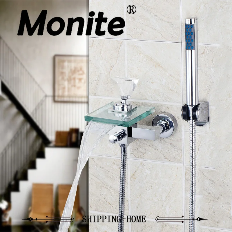 Смеситель для ванной со стразами и стеклянным носиком водопада|bathroom faucet|mixer faucettap