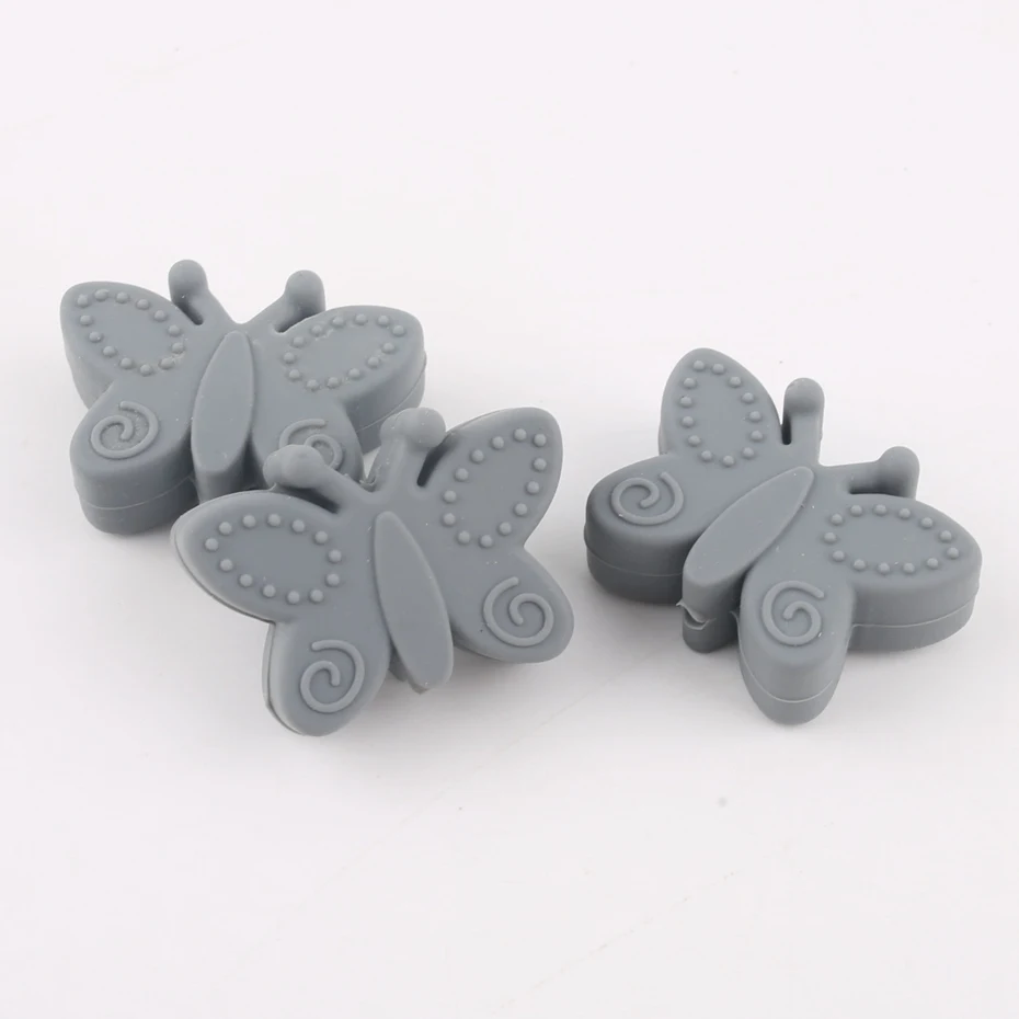Beads Grey Укусы 5 шт. детский силиконовый Прорезыватель для зубов из бусин бабочка перле силикон для DIY игрушечное ожерелье браслет детские товары детский Прорезыватель - Цвет: Beads Grey