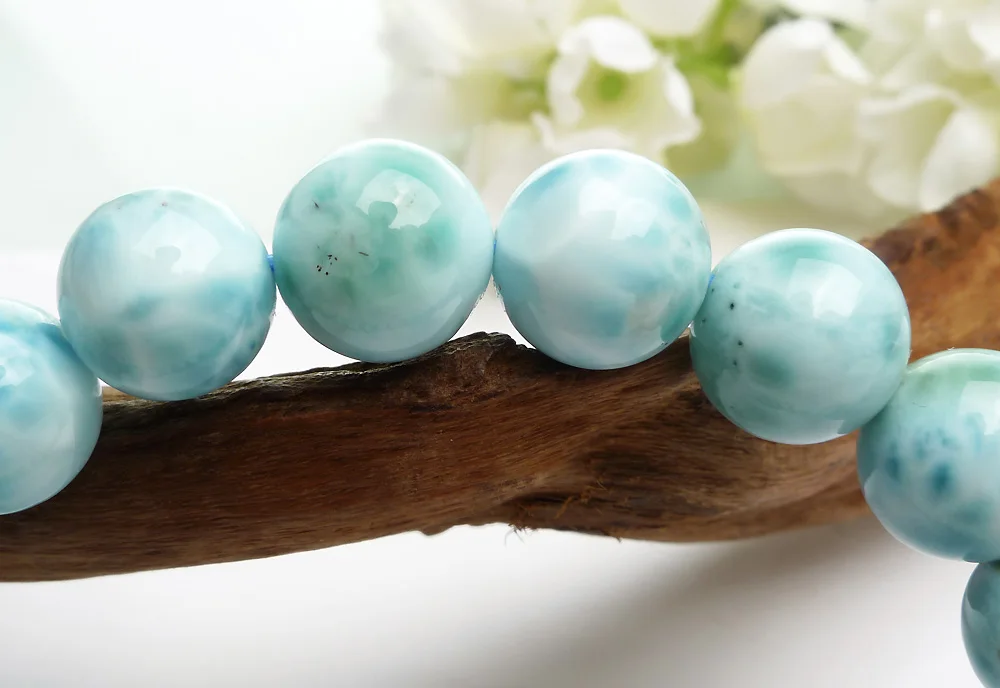 Натуральный Синий Larimar Драгоценные Камни Круглые бусины 10 мм браслет стрейч от