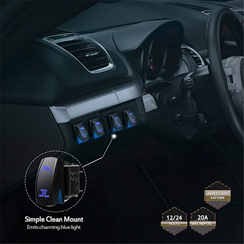 MICTUNING Универсальный 5 Pin 20A 12V автомобильный SPST тумблер водонепроницаемый переключатель с перемычкой синий ВКЛ-ВЫКЛ лазерный светодиодный светильник на крыше