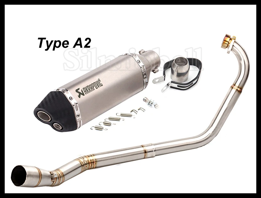Type A2 Akrapovic мотоцикл выхлопной глушитель выхлопной трубы слипоны Escape мото полный Системы Труба среднего звена трубы для Yamaha YZF R15 выхлопной MT15 MT125 - Цвет: Type A2