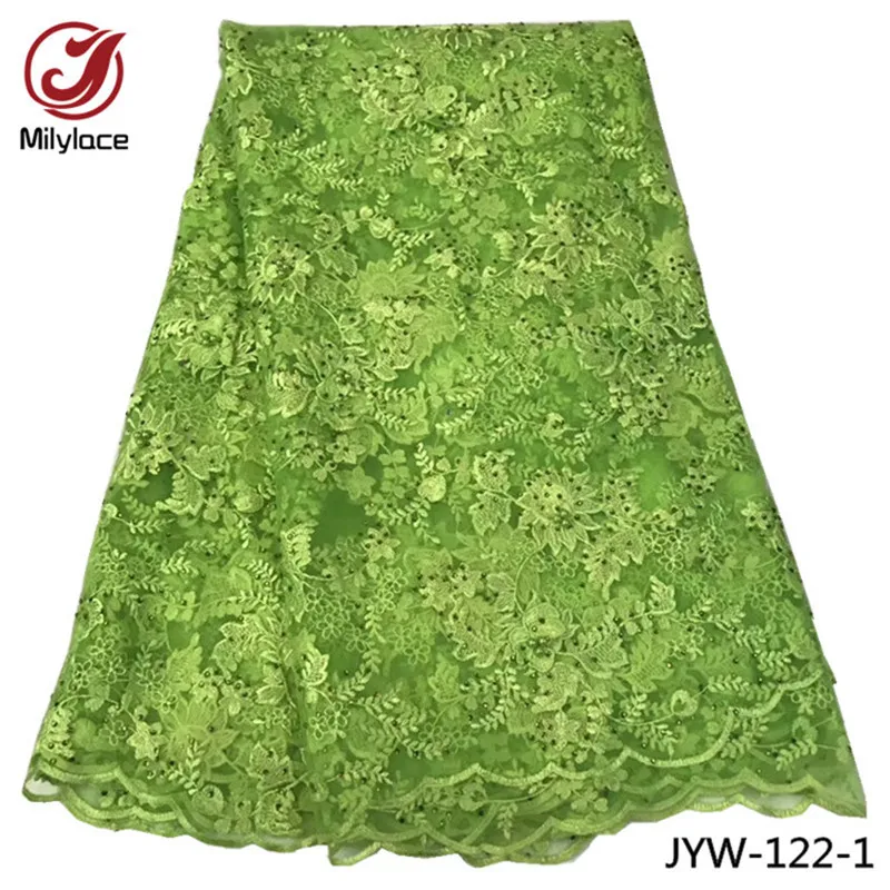 Африканская лимонно-зеленая кружевная ткань с бисером французская камнями