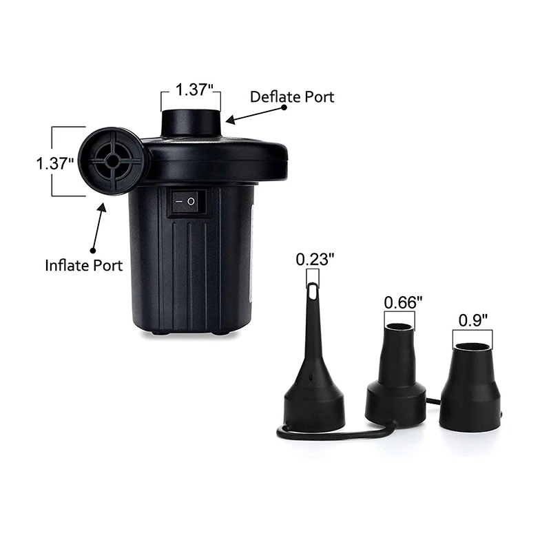 12V DC Electric Air Pump, Inflator/Deflator Air Pumps for Outdoor Travel Camping with 3 Nozzles, Air Mattress Beds Cushions Boat