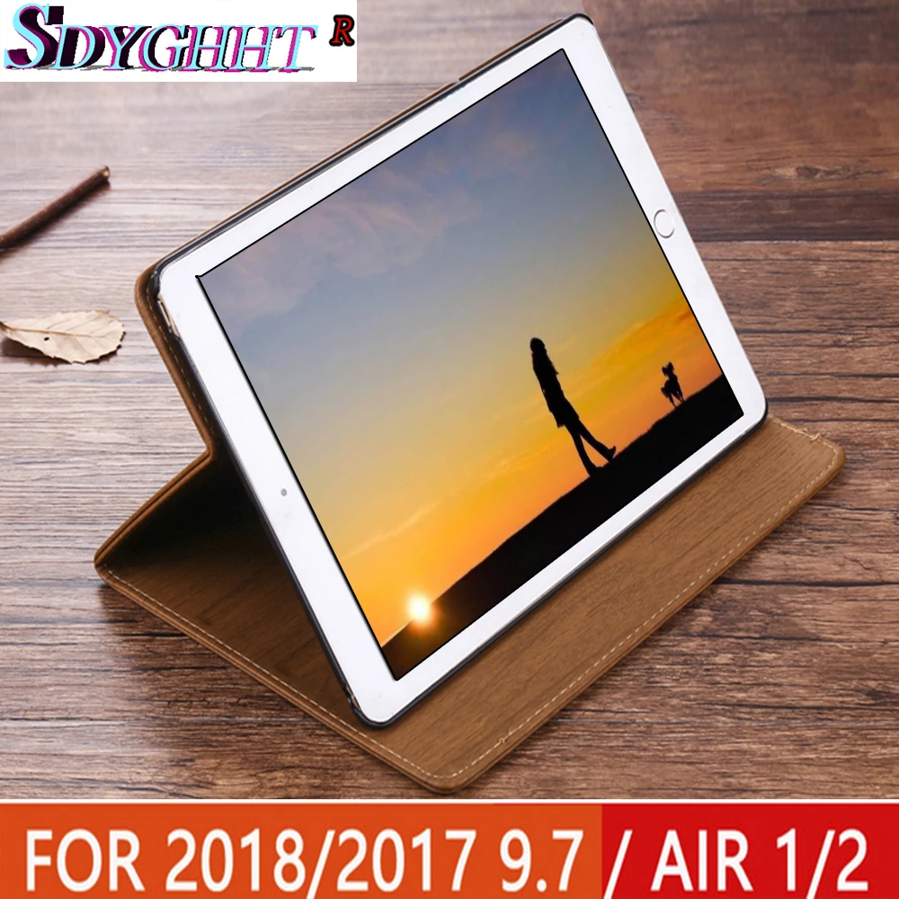 Новый чехол для iPad Air 2 1 нового 2017 2018 9 7 дюймов Анти реальное деревянное зерно ПУ