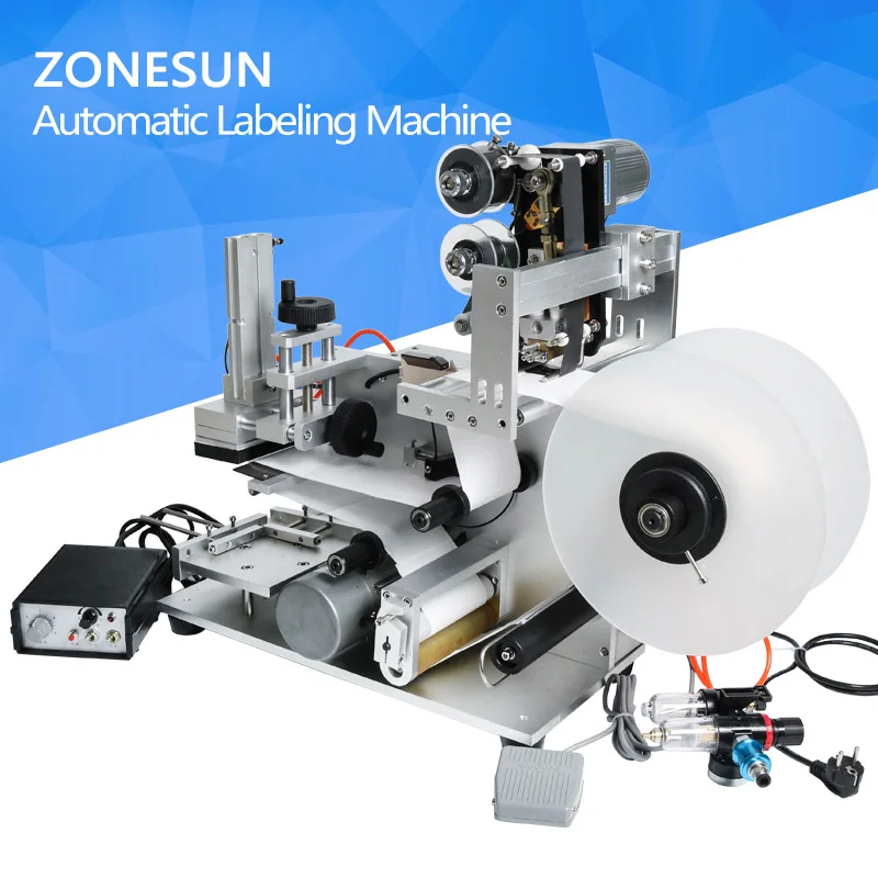 ZONEUN LT-60 полуавтоматическая этикетировочная машина для лекарств для этикетирования бутылок, медицина бутылки маркировки машины